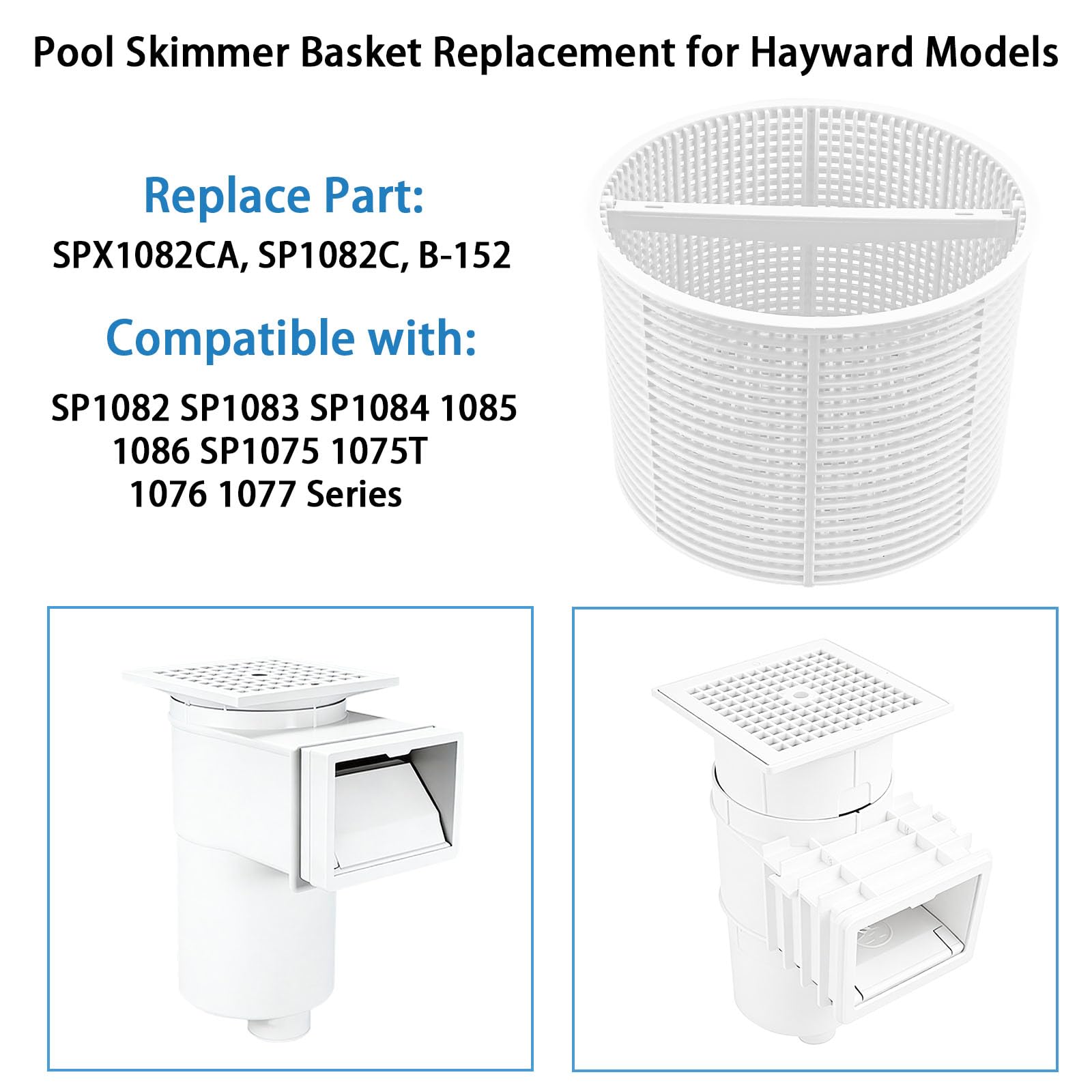17,8 cm Skimmer do basenu Hayward Skimmer SPX1082CA Aladdin B-152 automatyczny skimmer pasujący do SP1075 1075T 1076 1077 SP1082 1083 1084 1085 1086 (biały)