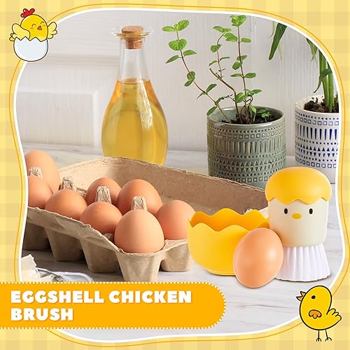 Miniatura 2 de Domensi 2 cepillos de limpieza de huevos, cepillo para pollitos de 4.33 x 3.15 x 2.36 pulgadas, limpiador de huevos para huevos frescos e
