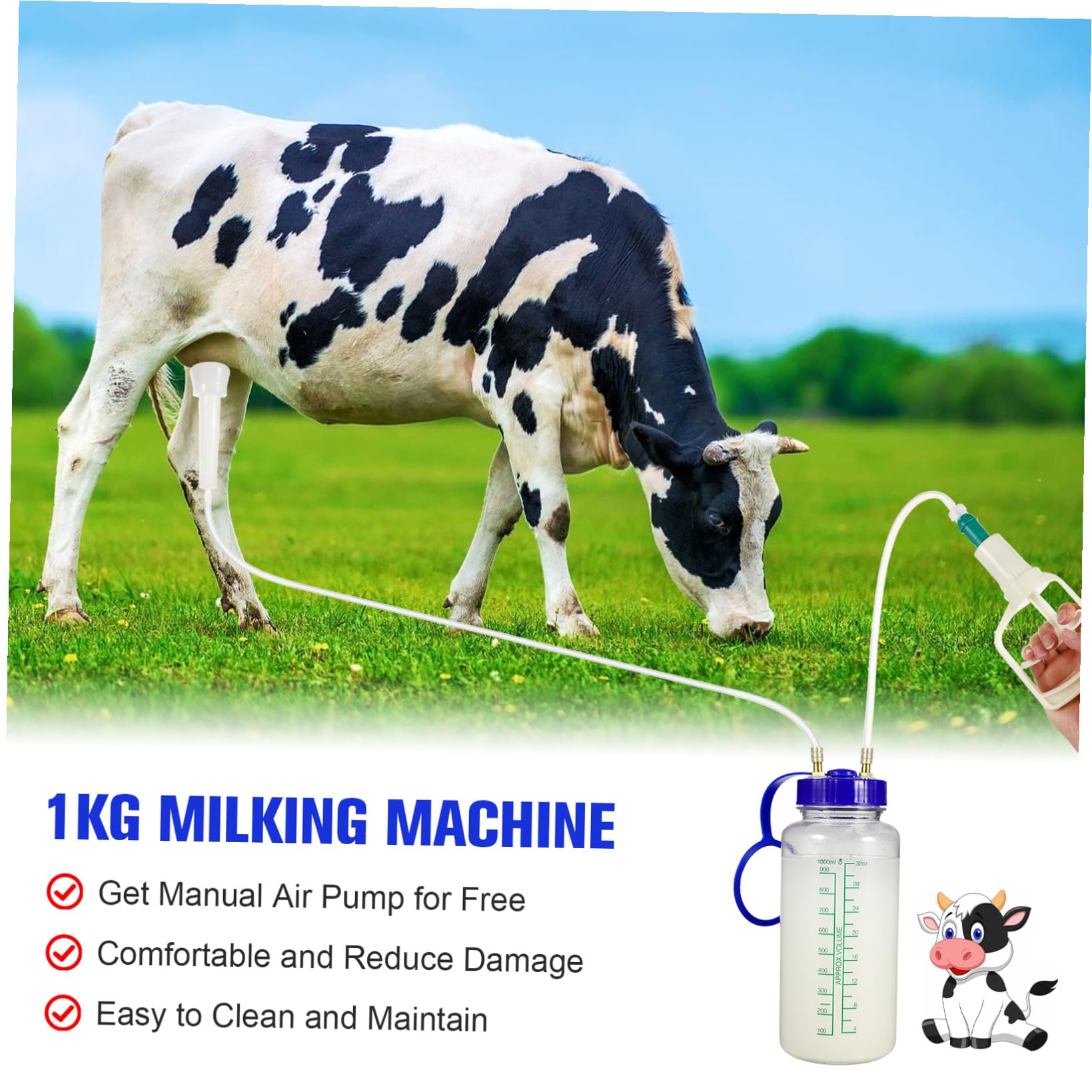 Ciieeo Macchina la Mungitura Manuale del Bestiame, Mungitrice Riutilizzabile in Plastica Leggera per Mucche e Pecore, Forniture Agricole Compatte per Allevamenti Domestici