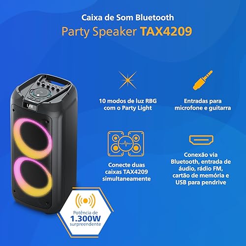 Miniatura 2 de Philips Altavoz Bluetooth para fiestas, sonido potente de 120 W con refuerzo dinámico de graves, 10 modos de luz RGB, entradas de micrófono de