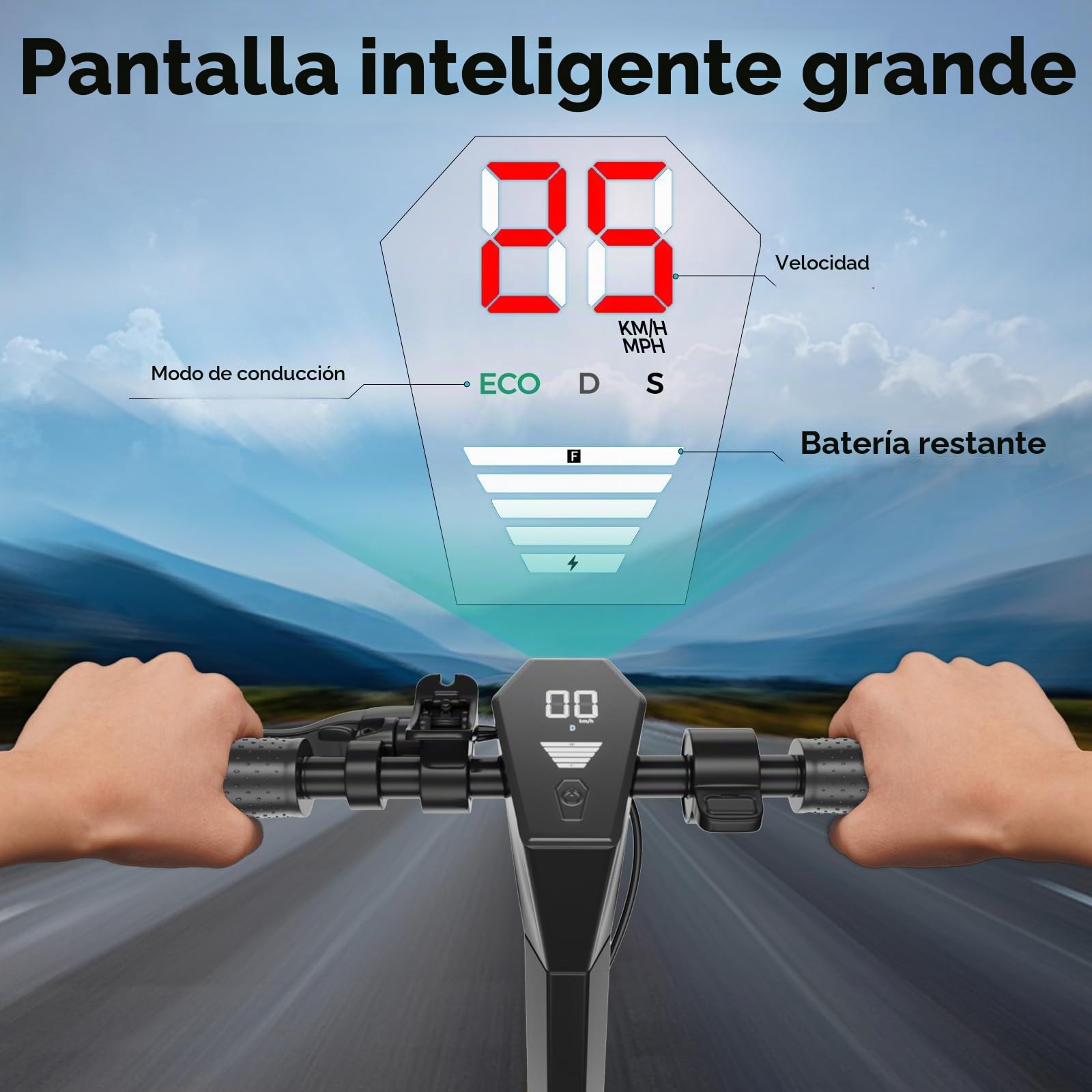 EGGKING Patinete Electrico Adultos, Potencia Nominal 500W, Autonomía 35 Km, App Control, 25Km/h, 10.5Ah Batería, 10" Neumático, Luces LED Delanteras/Traseras, 3 Modos De Elocidad
