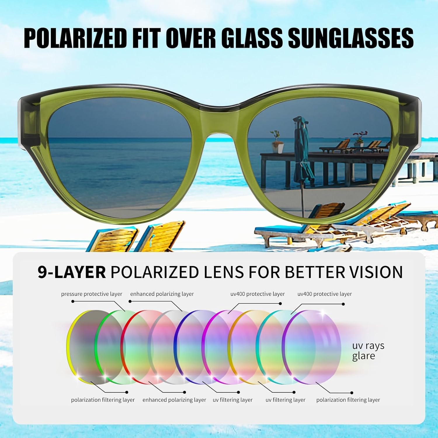 HAOLOTA Polarized Fit Over Sunglasses for Women UV Protection Trendy Small Wrap Around Overglasses for Driving - Image 5