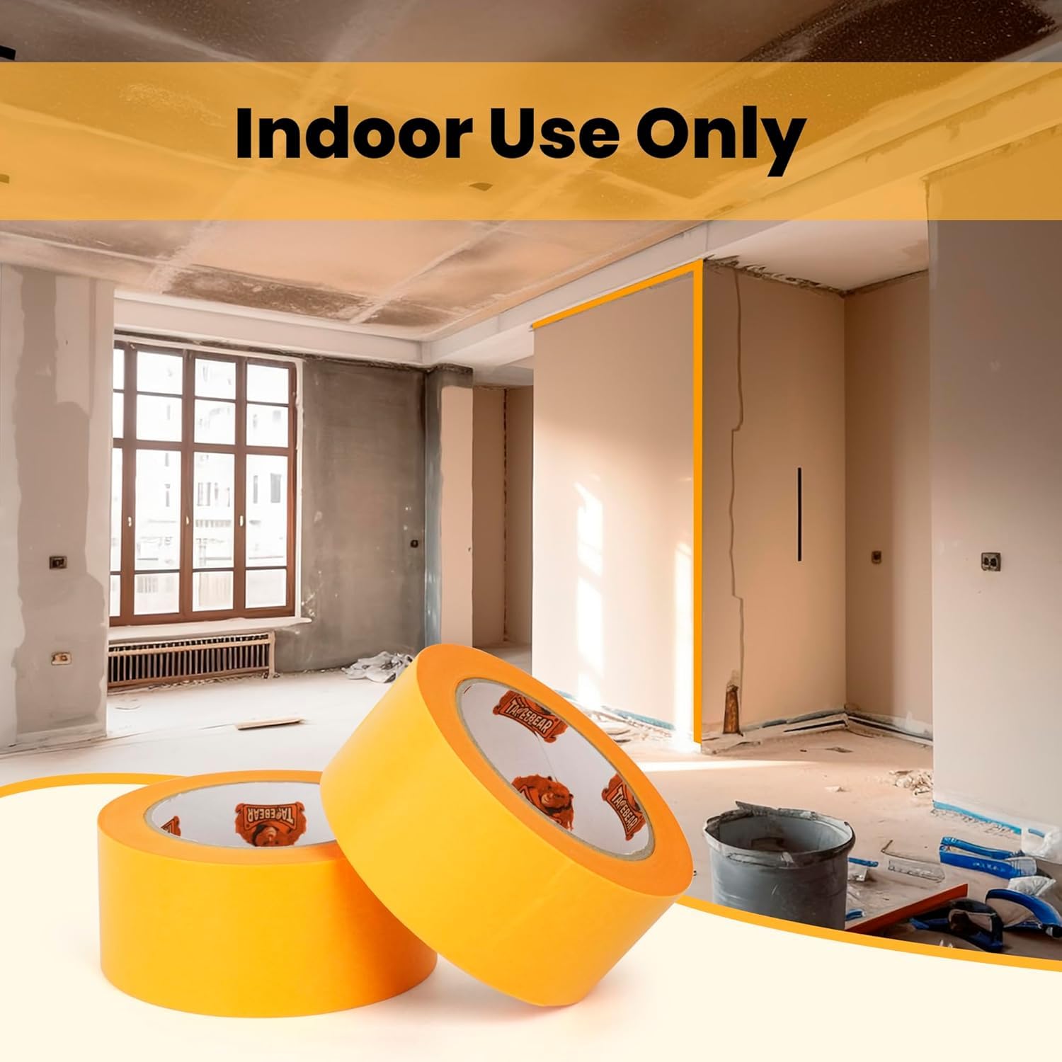 TAPEBEAR 36Rolls Delicate Surface Advanced Masking Tape 0.7" x 60Yard, Low Tack Orange Washi Tape Indoor Painters Tape Decorating with No Paint Bleed, Sharp Lines, Surface Damage-Free