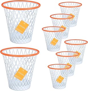 8PCS Basketball Hoop Wastebasket,Basketball Trash Can,Basketball gift,Gym,Basketball-Themed Gift, Garbage Bin, 4.5 Gallon,Basketball Hoop,Garbage Can,Basketball Net Waste Basket for Office,Bedroom