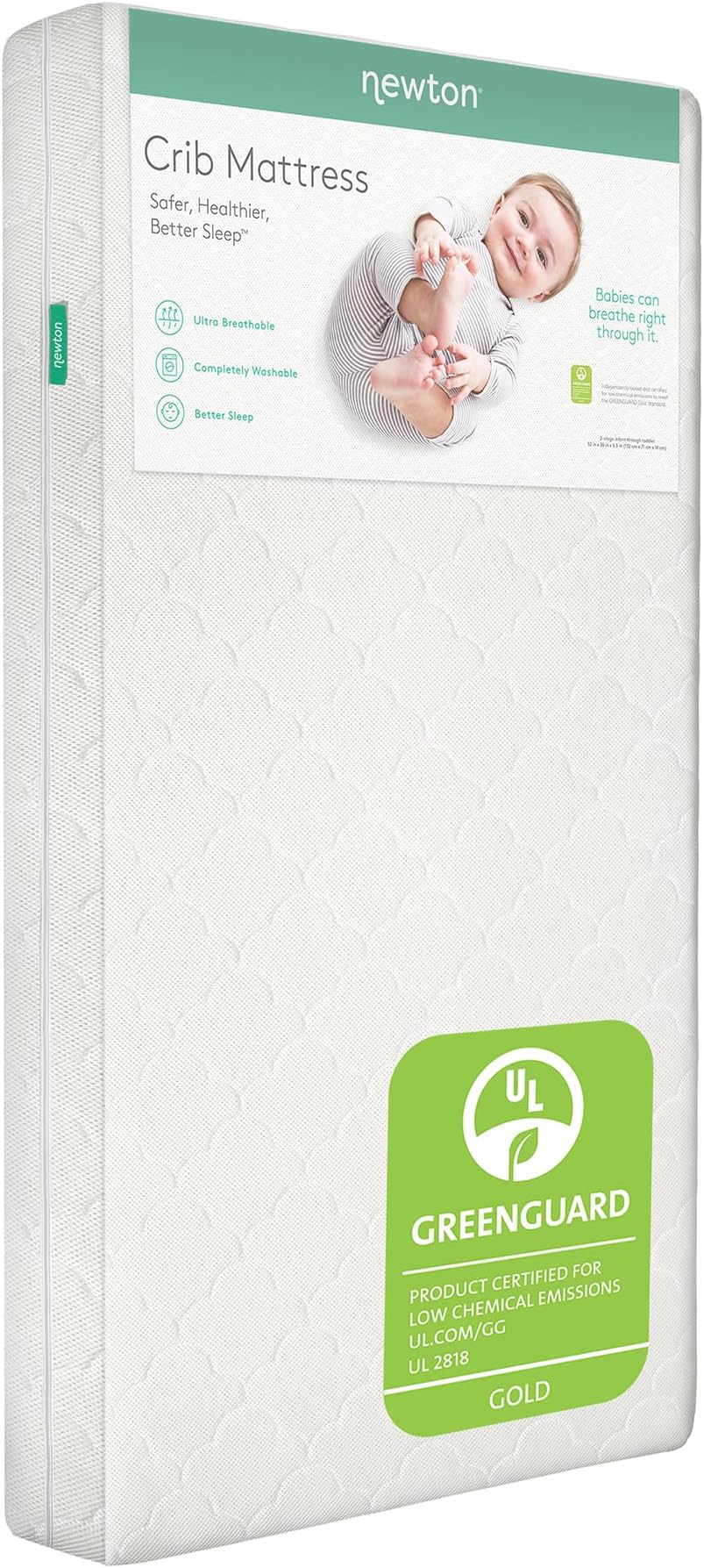 Crib Mattress & Toddler Bed, Breathable & Washable - White