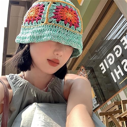 Miniatura 5 de Sombrero de pescador de ganchillo para mujer, diseño floral, de moda, diseño floral, diseño de flores, hecho a mano, para exteriores, estilo