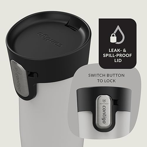 Miniatura 142 de Contigo Autoseal West Loop - Taza de viaje de acero inoxidable con aislamiento de vacío (16 oz, acero inoxidable/azul Mónaco, 2 unidades)