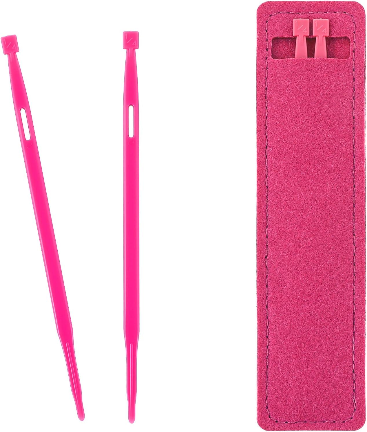 Ymapinc 2Pcs Purple Thing Sewing Tool, Quilting Point Turner Tools for Sewing Craft Projects Use Sew on Tools Stiletto Accessories (2 Plastic Threaders + 1 Wool Felt Bag)