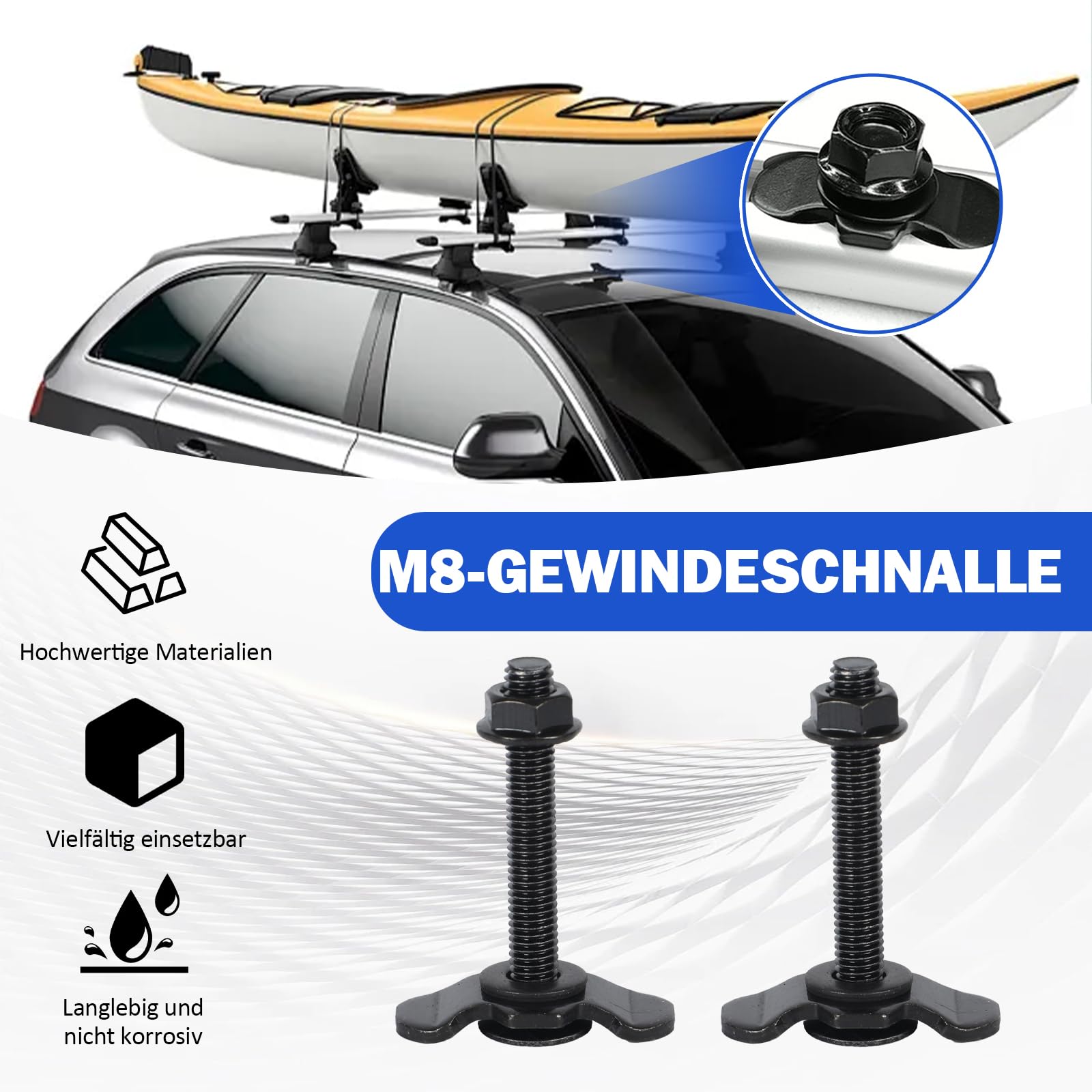 4er Set Airline-Fitting: Mutter M8 mit Clip, für Airline-Zurrschiene, mutter m8