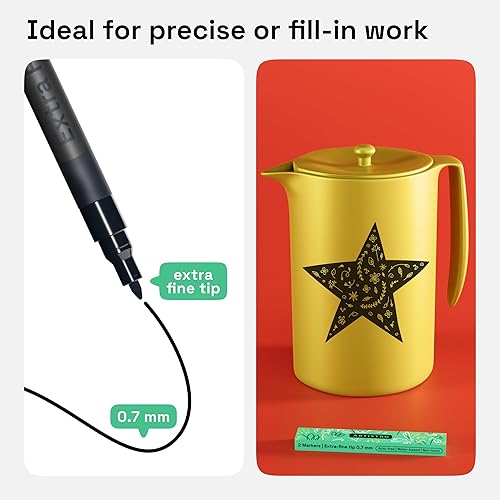 Miniatura 3 de ARTISTRO 2 bolígrafos de pintura acrílica negra para pintura de roca, cerámica, madera, vidrio, metal, plástico, 0.028 in, punta extrafina, ideales