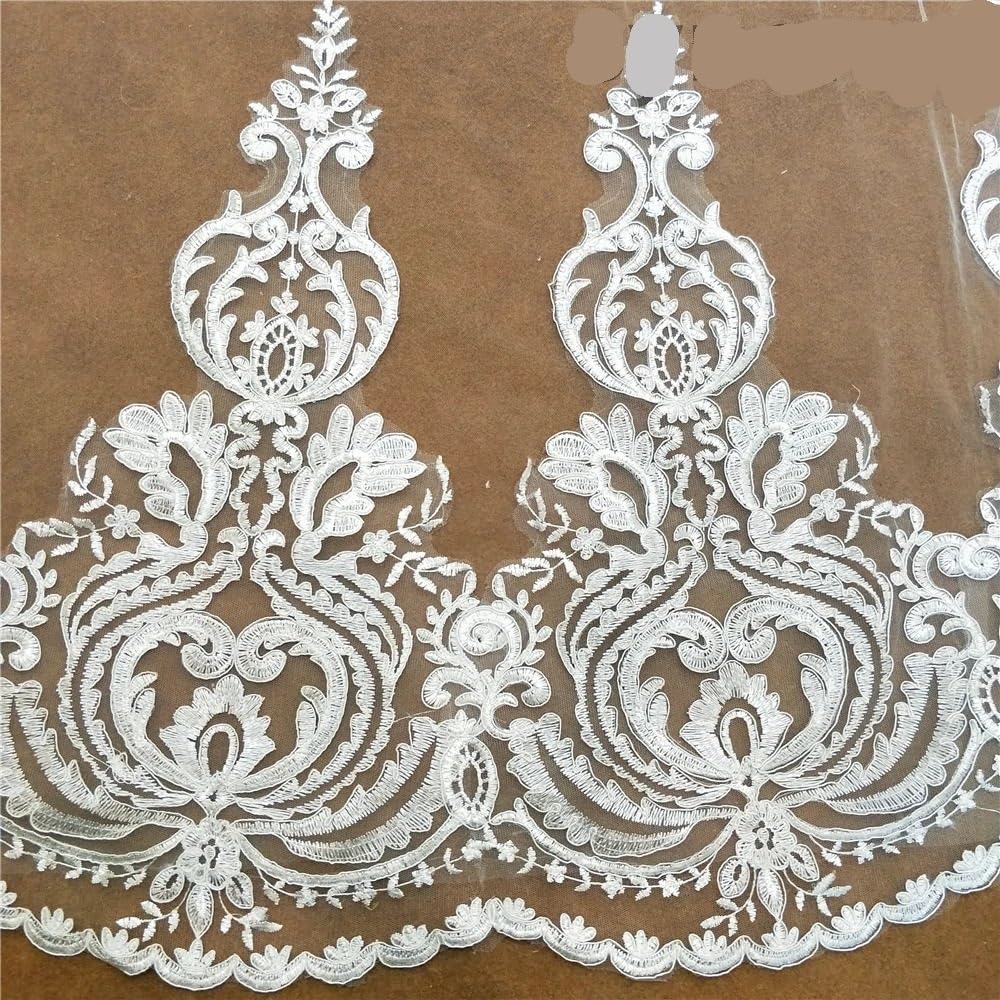 Schleier Braut,Brautschleier Einlagiger Hochzeitsschleier mit Kamm, weißer Spitzenrand, Brautschleier, applizierte Kathedralen, Hochzeitsschleier(300cm)