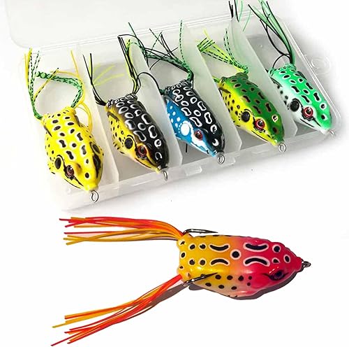 6pcs Topwater Rana Señuelo Ray Frog Pesca Crankbait Señuelos Artificial Suave Cebo 5.5CM 8G Tubo Suave Cebo