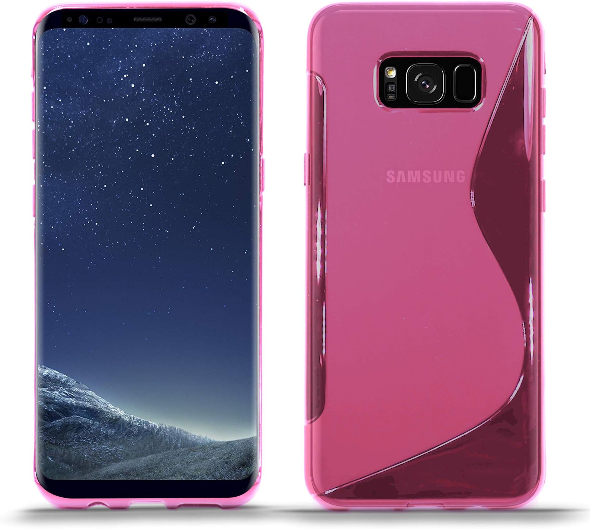 Case For Samsung Galaxy S8+ / Galaxy S8 Plus - Gel Case, Silicone Stylish Trendy Case Cover, Carbon Style S Shaped (S-line), Protective Back Gel Shock proof, very thin (Galaxy S8 Plus, Pink S-Shape)