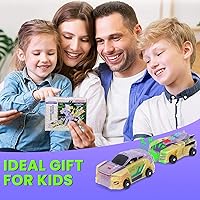 Vista 7 de Juguete de coche de dinosaurio de transformación 2 en 1 – Coches robot de colisión magnética para niños Divertido juguete de transformación