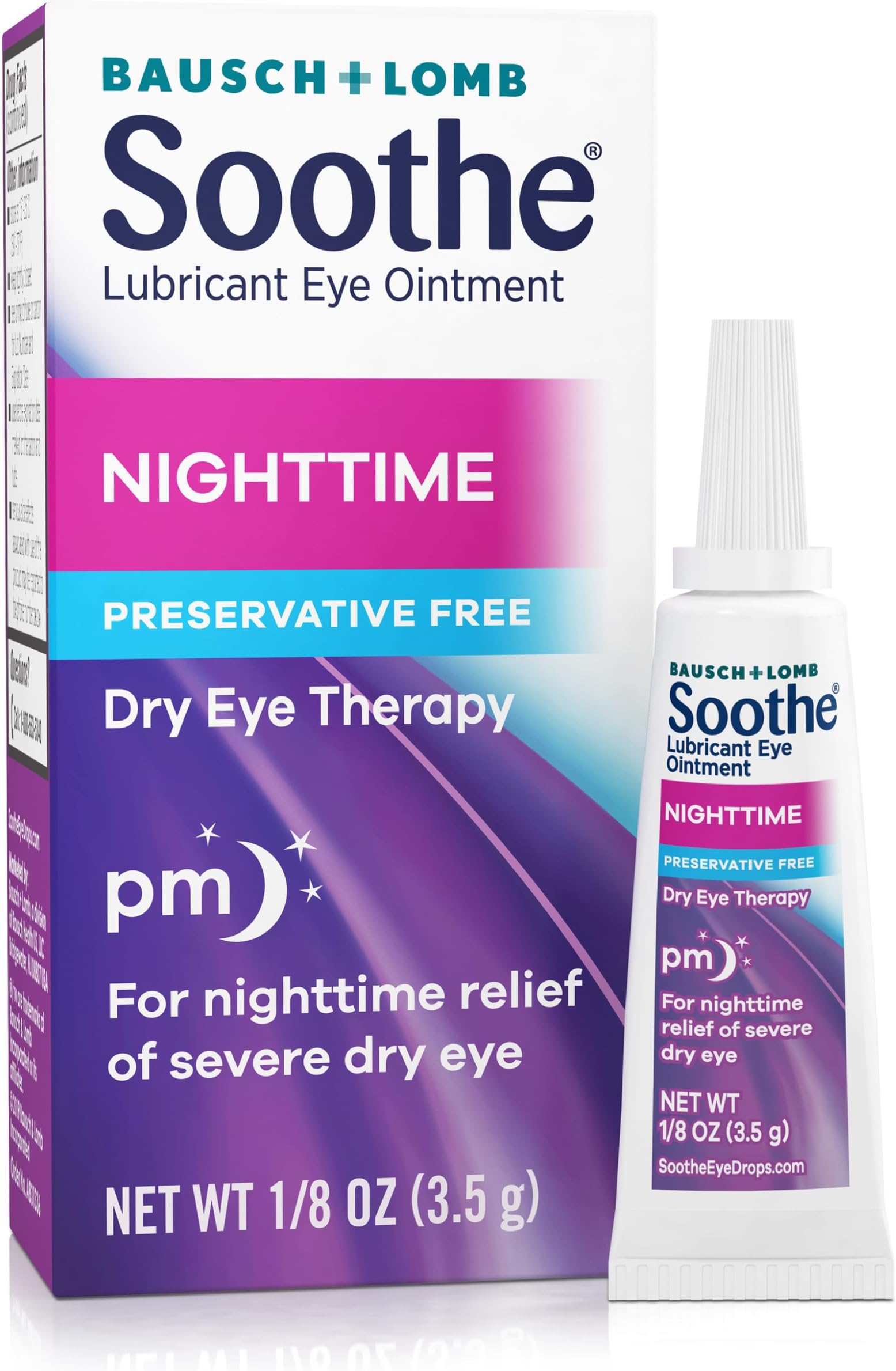 Preservative-Free Lubricant Eye Ointment, Nighttime Relief for Severe Dry & Irritated Eyes, Gentle for Sensitive Eyes, 0.12 Fl Oz