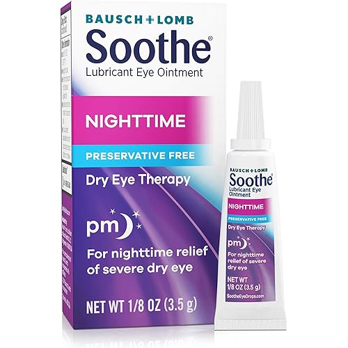 Soothe Preservative-Free Lubricant Eye Ointment, Nighttime Relief for Severe Dry & Irritated Eyes, Gentle for Sensitive Eyes, 0.12 Fl Oz