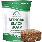 Raw African Black Soap 1lb Bar, for Dry Skin and Skin Conditions, Pure & Natural Ingredients, Imported From Ghana Handcraft Cleanser for Face, Body, and Hair, Vegan & Gentle Skin Care Bar