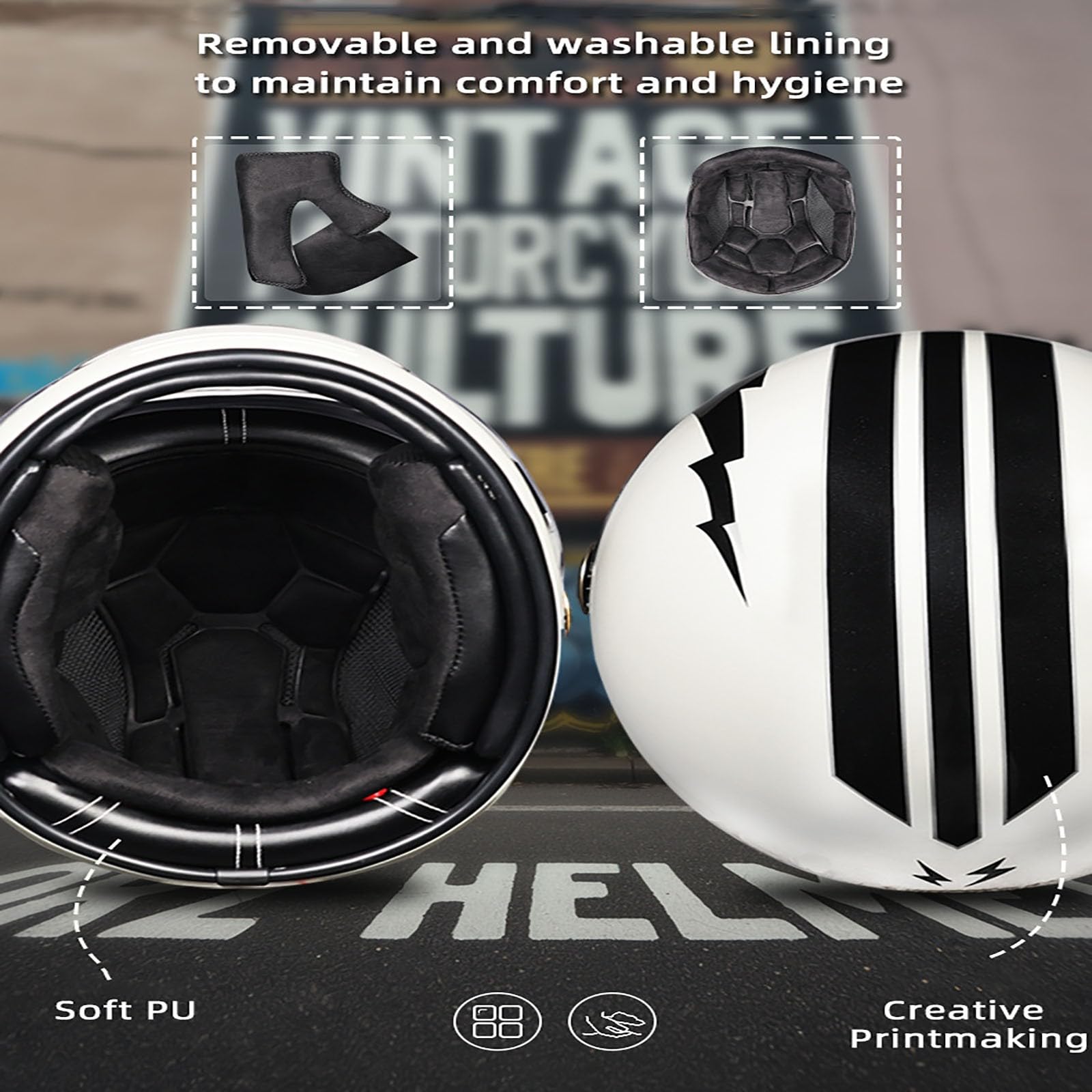 Casco integral retro de crucero, casco de motocicleta para hombres y mujeres, casco de seguridad para las cuatro estaciones, casco unisex, se puede abrir, certificación ECE modular G,L=57-58CM