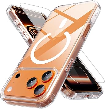 PinLiSheng for iPhone 17 Pro Max Case, Compatible with MagSafe, Shockproof Military-Grade Protection, Scratch-Resistant Back, Anti-Yellowing,Magnetic Phone Case for iPhone 17 Pro Max, Clear