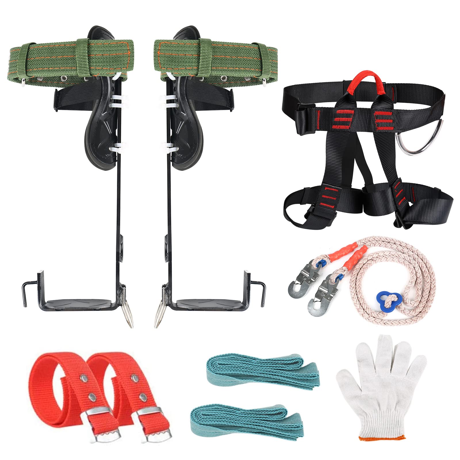 AMZGLORY Tree Climbing Spike, Tree Step Climbing Gear with Climbing Seat Belt and Multi-Functional Belt for Outdoor Jungle Survival Fruit Picking