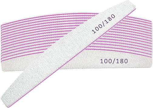 16pcs Nail Files Set Grey, 100/180 Grit Double Sided Emery Board