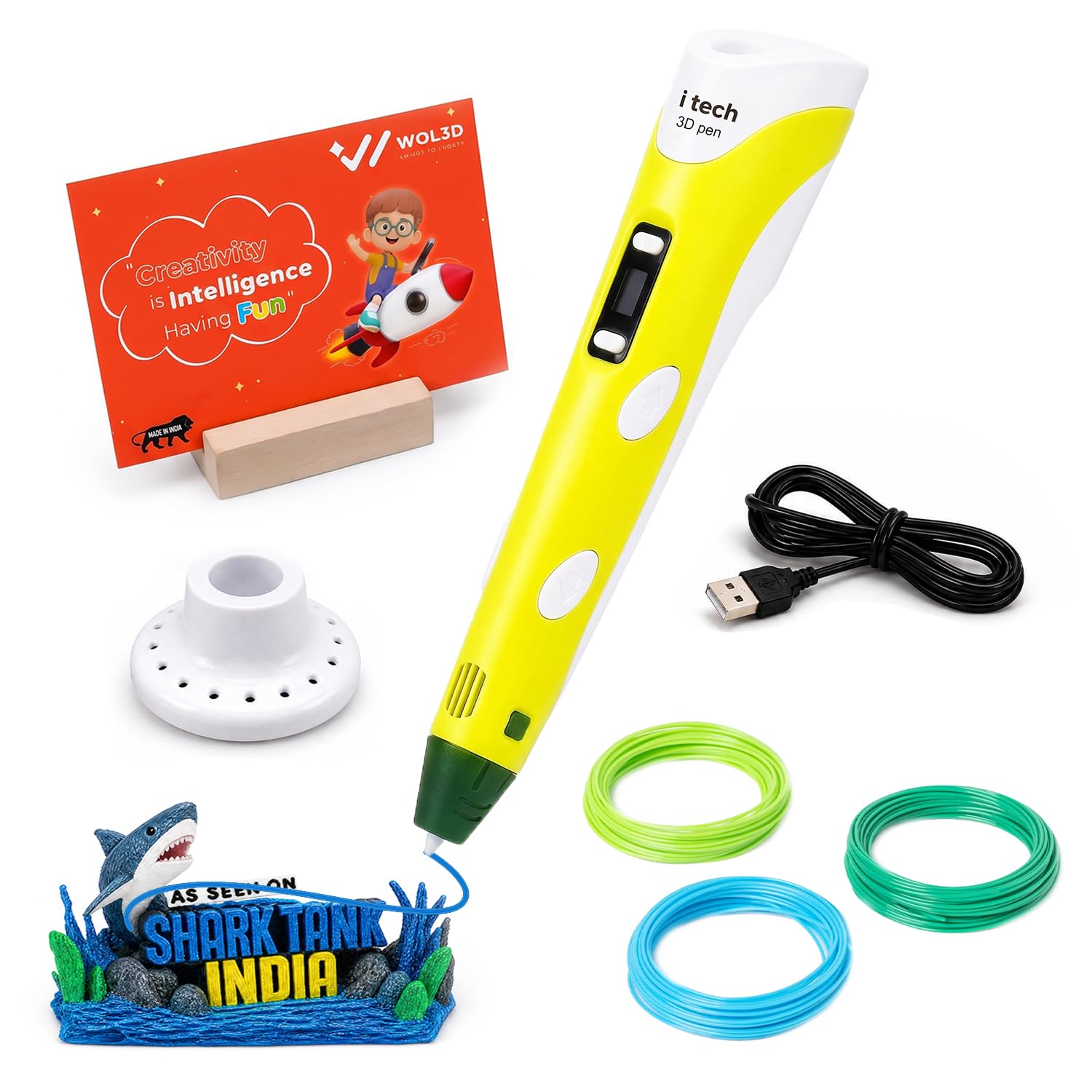 WOL3D Itech (Yellow) Magic 3D Pen for 3D Printing with Speed Control, Advanced Temperature Regulation, OLED Display & Ergonomic Design – Compatible with variety of Filaments for Creative DIY, Art.-image-41