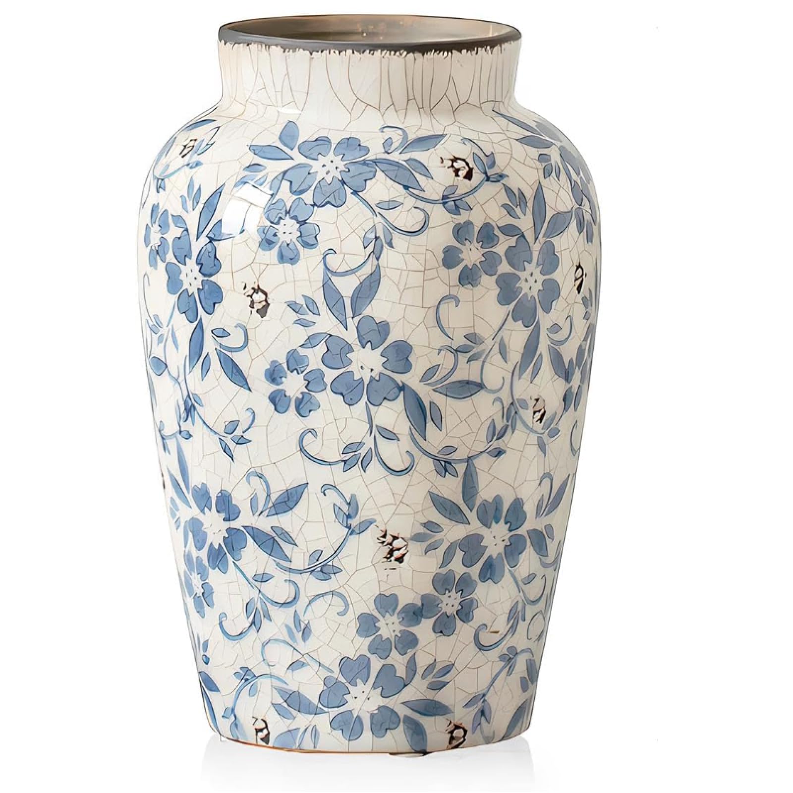 Yedaoiu I Vintage Blue White Porcelain Vase – Chinoiserie Ceramic Ginger Jar For Home Decor