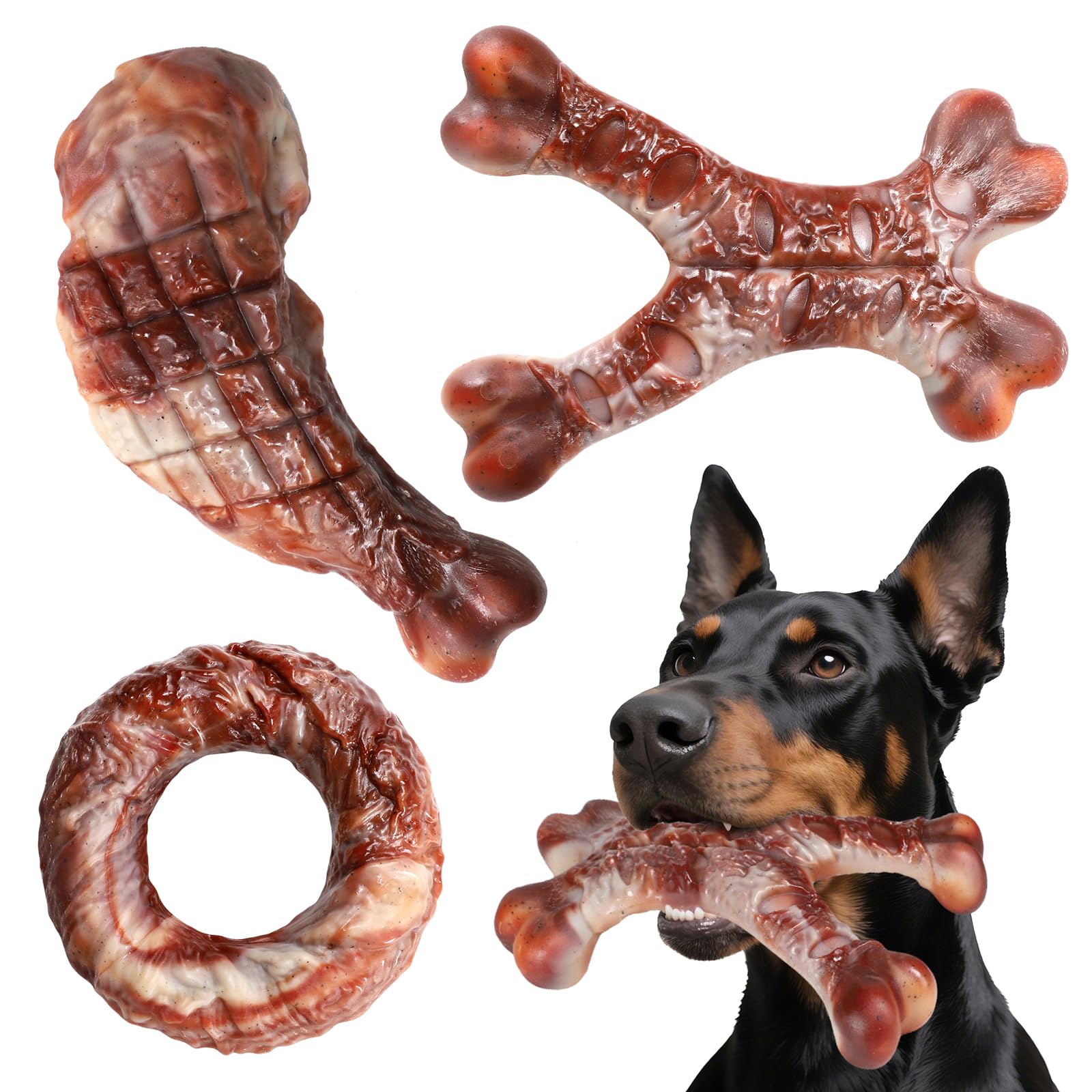 Tmeng Tough Dog Toys for Aggressive Chewers 3 Pack,Indestructible Dog Toy for Small/Medium/Large Dogs,120lbs Under