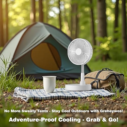 Miniatura 5 de Ventilador oscilante plegable recargable de 9 pulgadas, 7200 mAh, funciona con pilas, ventilador pequeño con control remoto, ventiladores de