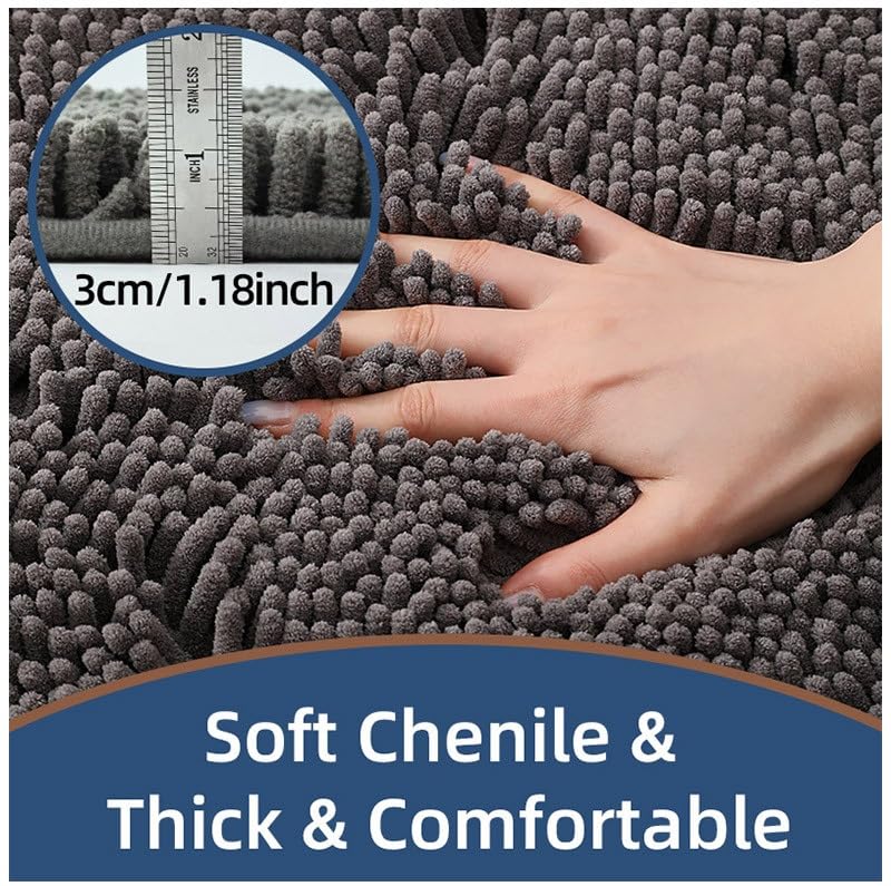 Tapis de bain chenille extra doux, antidérapant, séchage rapide, lavable en machine, très absorbant, pour grandes salles de bains, parfait pour un usage domestique et confortable - 60 x 120 cm