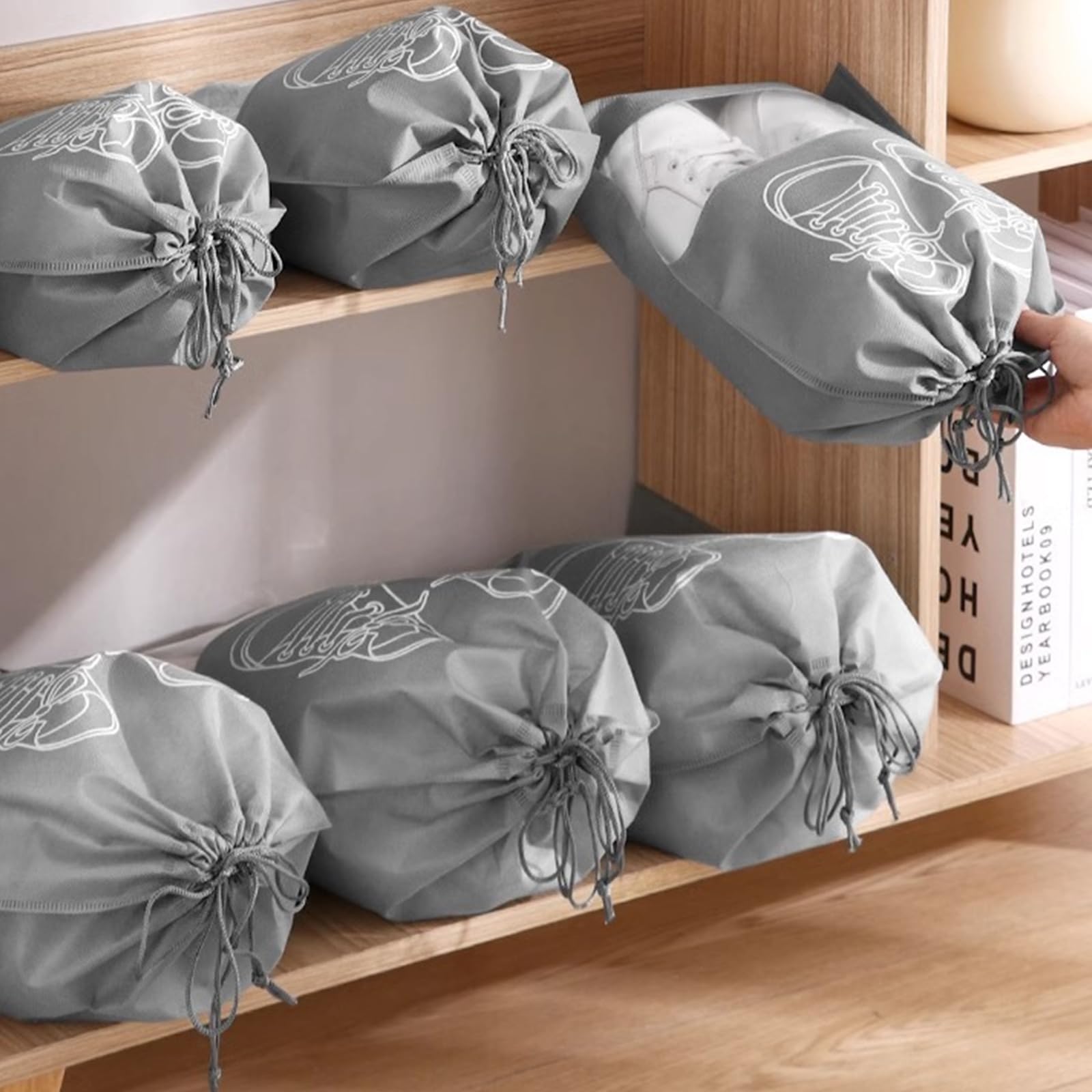 Sacchetti per scarpe da viaggio, 10 pezzi, borse da viaggio per scarpe, borse da viaggio, borse per scarpe da viaggio per riporre in valigia (L, M)