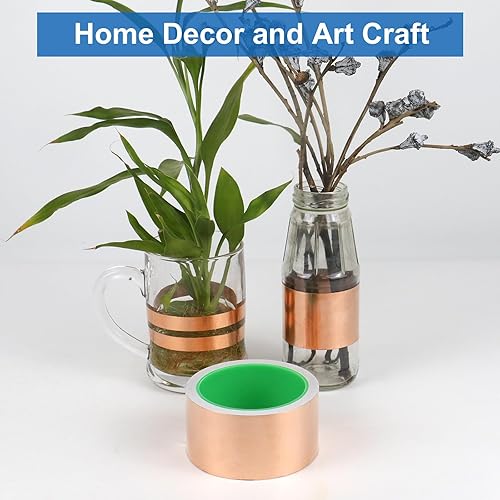 Miniatura 27 de BOMEI PACK Cinta de lámina de cobre, paquete de 3 (1 pulgada 1/2 pulgada 1/4 pulgadas x 66 pies) con adhesivo conductor para reparaciones