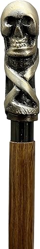 Miniatura 7 de Bastón de madera natural rojo con mango antiguo de pulpo y cráneo para hombres y mujeres  Bastón de lujo unisex con cabeza de aluminio, declaración