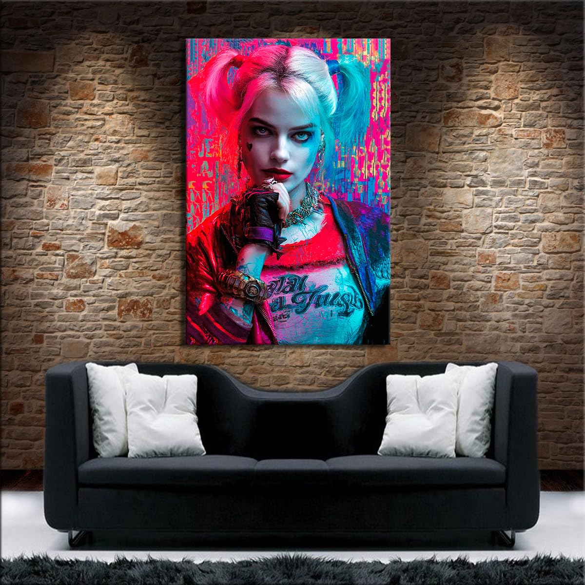 Myartstyle Leinwand Bild Film H.Quinn,Joker Star Premium Kunstdruck Wandbild (100x150cm)