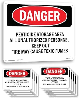 Pesticide Storage Area OSHA Danger Rigid Plastic Sign 10 Inch x 7 Inch - 10 Pack