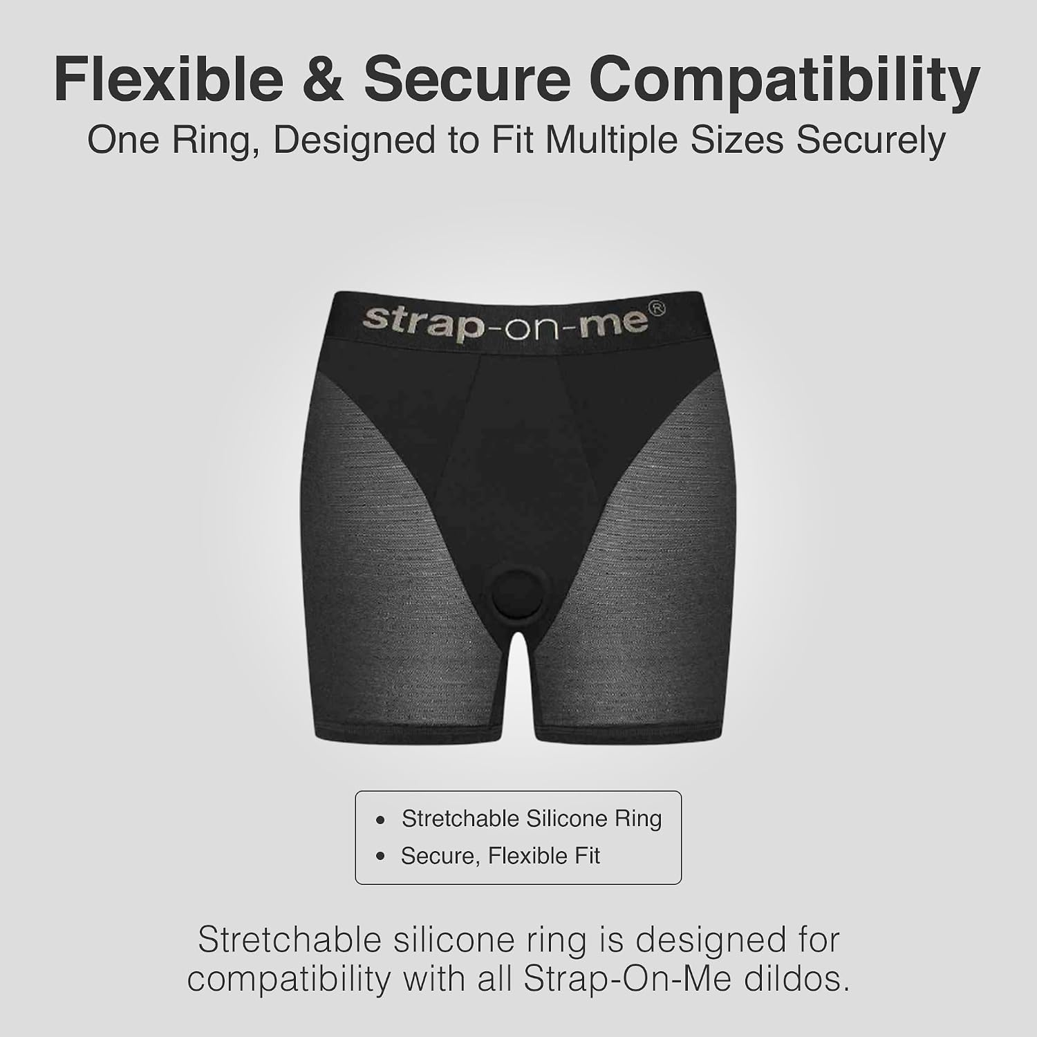 HALO Harness Lingerie Large Strap On Compatible High Waist Shorts Silicone Ring Microfiber Tulle Second Skin Elastic Support Wearable Cyclist Style Breathable Flexible Black Harness