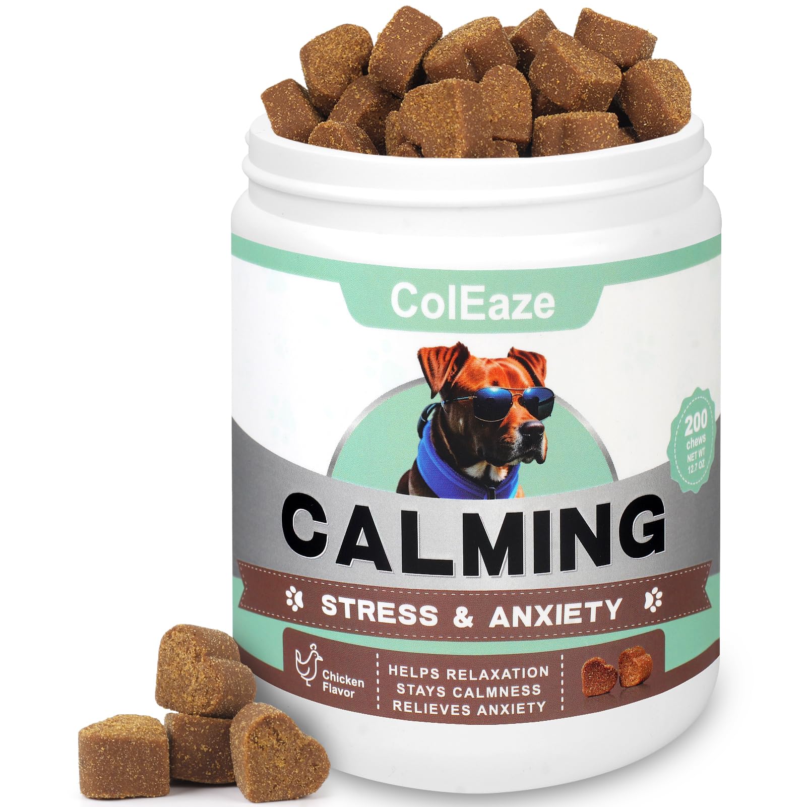 Dog Calming Chews 200 Count Dog Calming Treats Anxiety Relief for Dogs Sleep Calming Aid Health & Wellness Supplements for Dog Separation Barking Chicken Liver Flavor