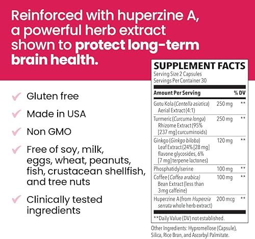 Miniatura 4 de NeuroQ Memory & Focus Extra Strength - Aumenta el rendimiento cognitivo y la función cerebral - Apoya la neuroprotección y concentración - Huperzina