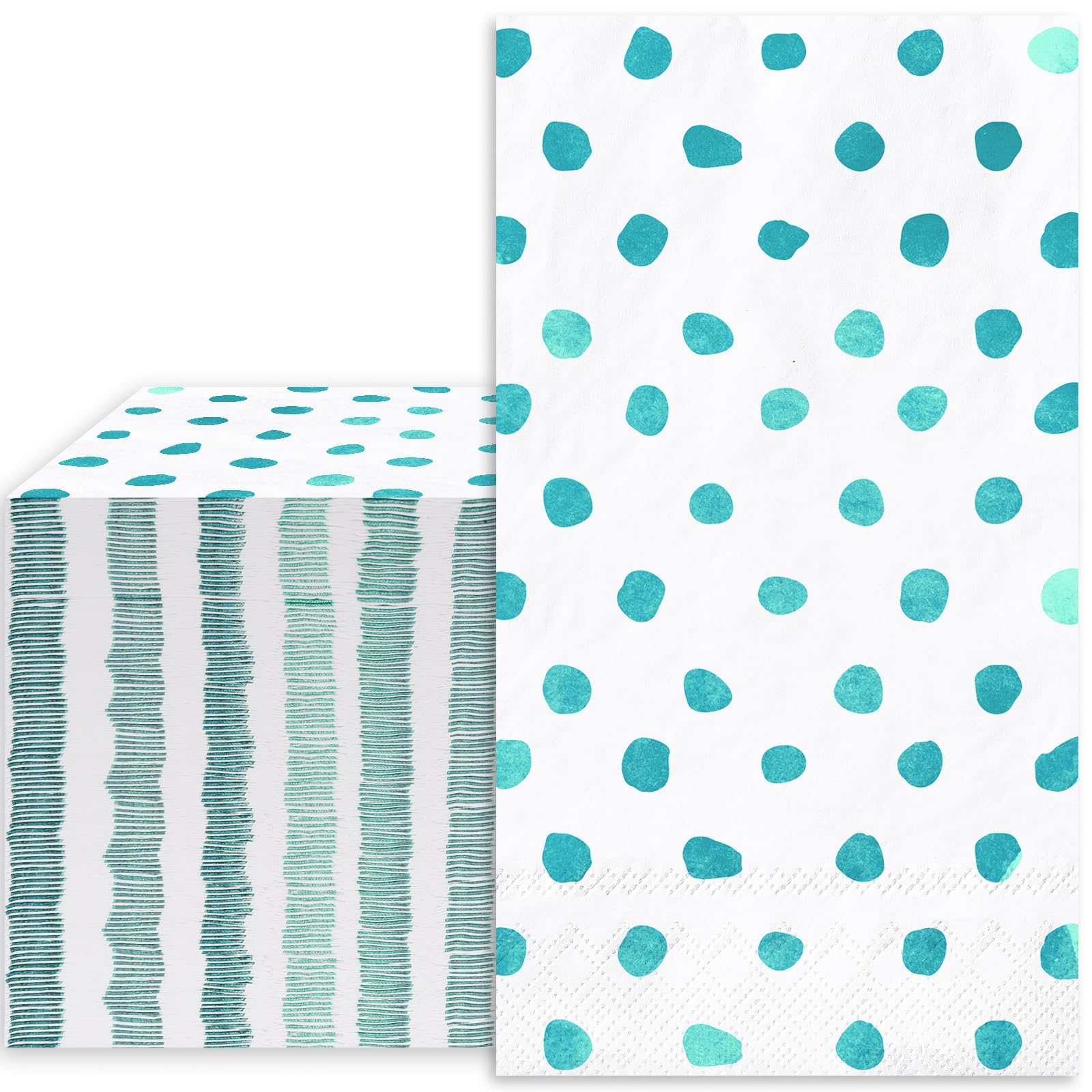 Whaline Lot de 80 serviettes en papier jetables 3 plis pour invités, fête de mariage, décoration de table, bleu sarcelle