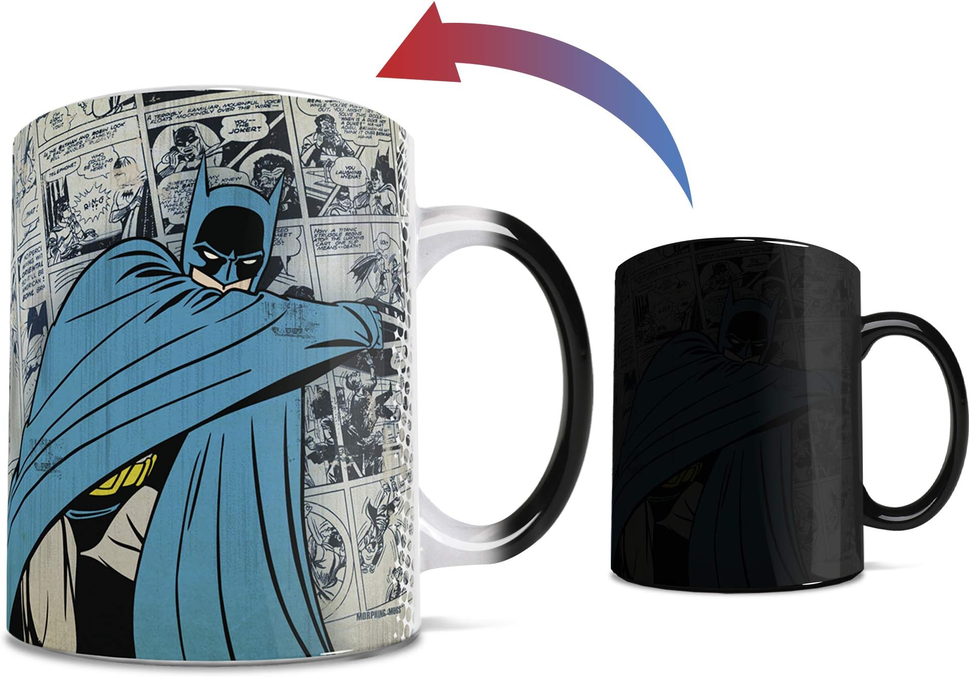 Morphing Mugs DC Comics - Batman - Retro Logo - One 11 oz Color Changing Heat Sensitive Ceramic Mug – Image Revealed When HOT Liquid Is Added!