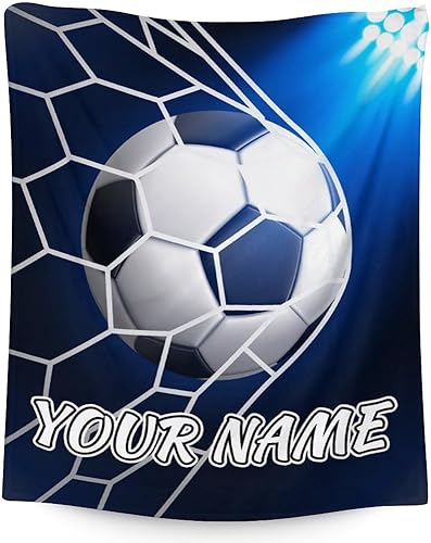 Miniatura 21 de Regalos de fútbol personalizados, manta grande de 50 x 60 pulgadas para niños y niñas, manta suave y acogedora para equipo de fútbol, manta