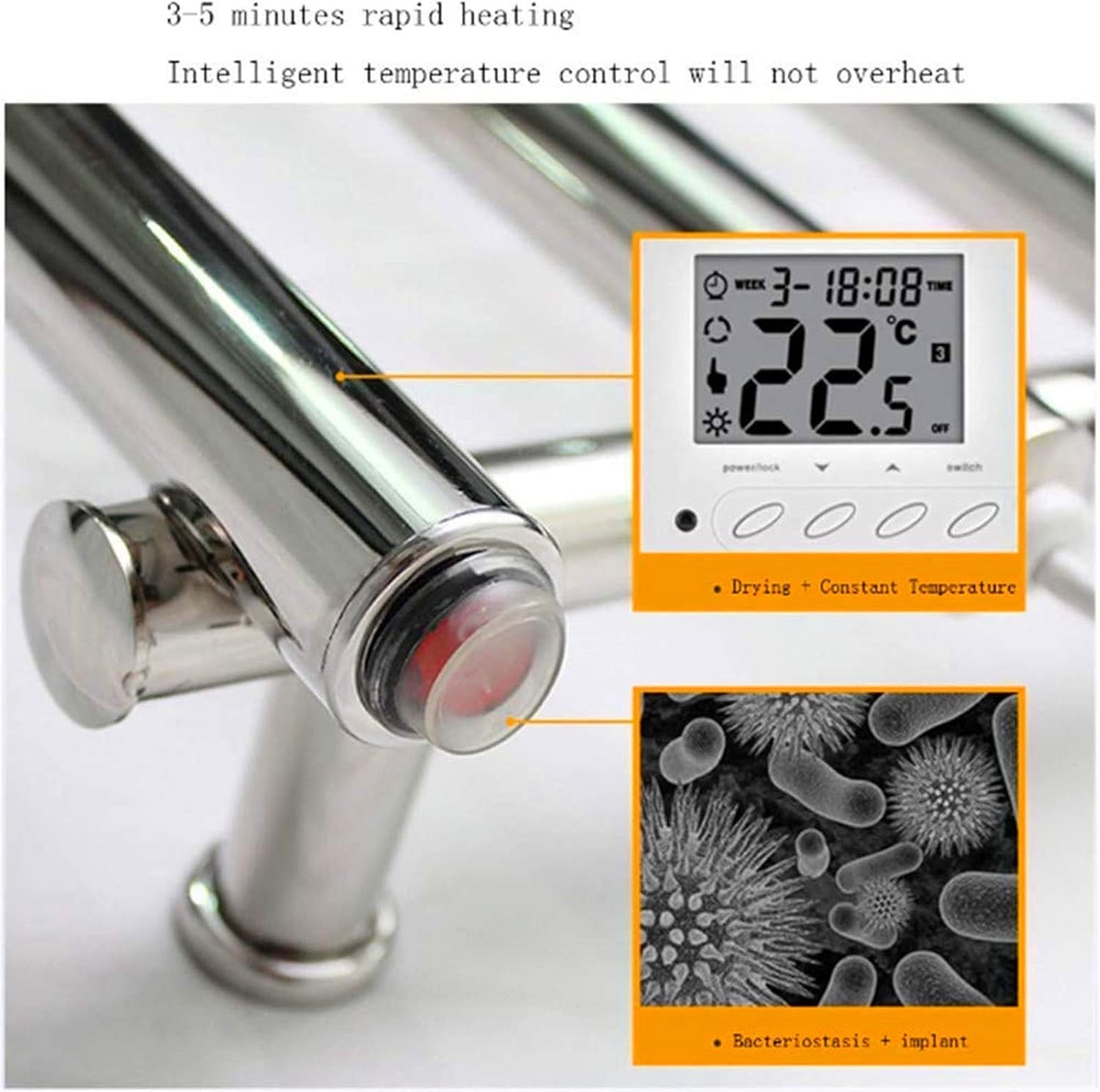 Towel Warmer,Wall Mounted Hot Towel Warmer Heated Drying Rack Straight Bars Electric Heated Drying Racks for Bathroom 88W,Bath Towel Dryer