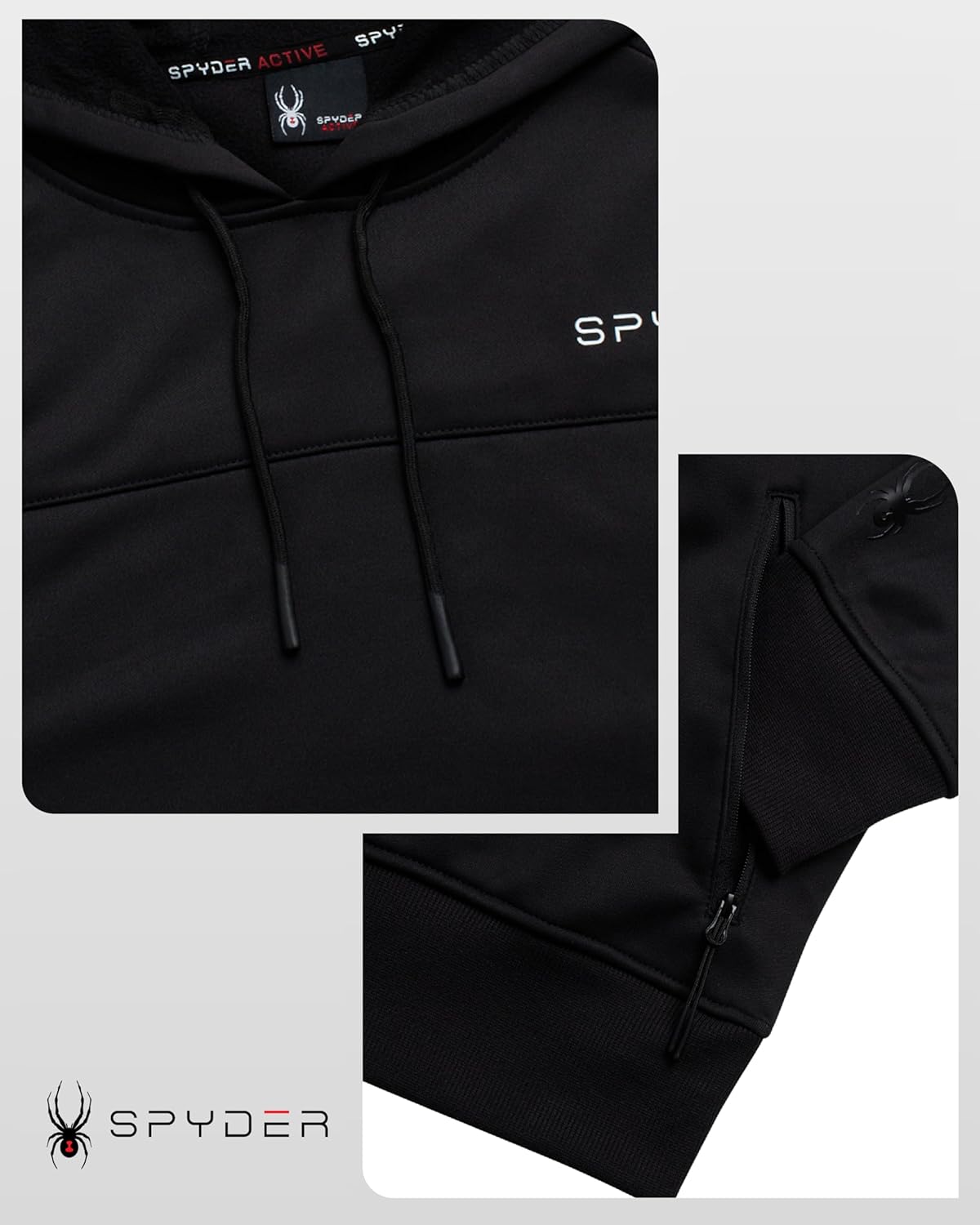 Spyder Mens Active Sweatshirt - Athletic Performance Tech Fleece Pullover Hooded Sweatshirts for Men with Pockets - Image 4