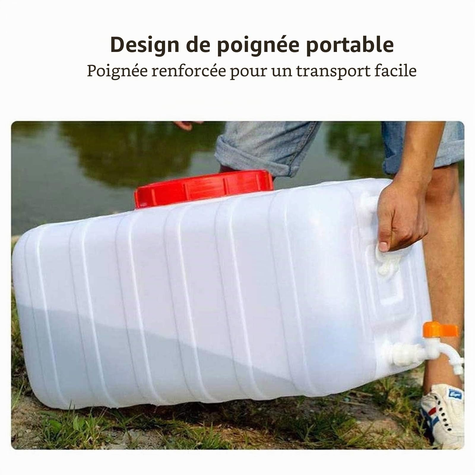 Bidon d'eau de qualité alimentaire en plastique Stockage de seaux pour camping, randonnée et urgence (Size: 25L)