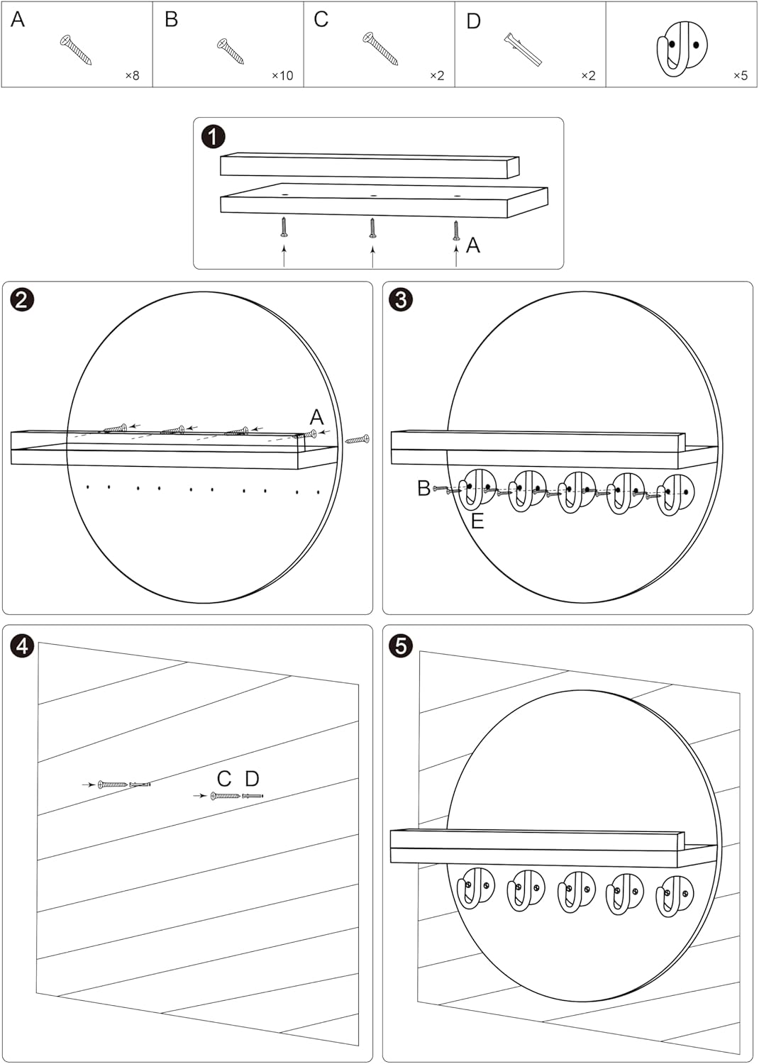 Gurfuy Key Holder for Wall with Shelf - Wood Mail Organizer and Rack with Shelf Hooks Wall Mounted for Entryway Decor Magazines Letter Storage Farmhouse Living Room Bedroom Doorway Brown