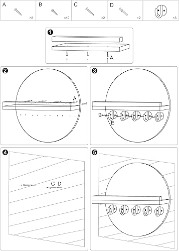 Miniatura 5 de Gurfuy Soporte para llaves de pared con estante, organizador cuadrado de madera y estante con ganchos para estante montado en la pared para
