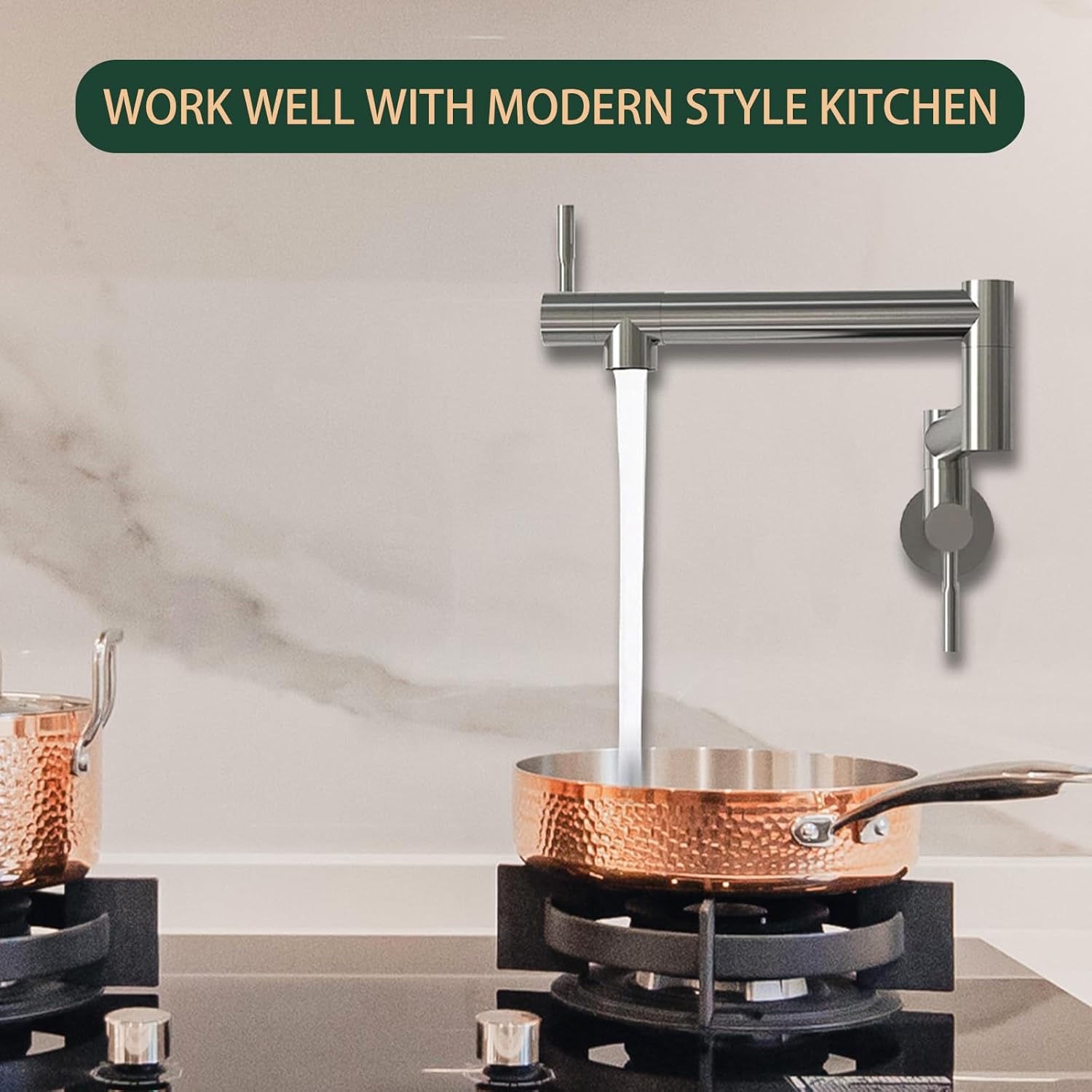ST.Thomas Pot Filler Faucet Brushed Nickel Finish Commercial Wall Mount Stove Kitchen Faucet (Brushed Nickel)