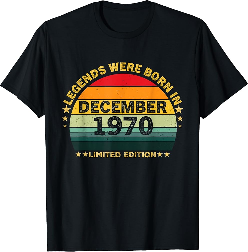 Vintage 55th Birthday Legends were Born in December 1970 T-Shirt