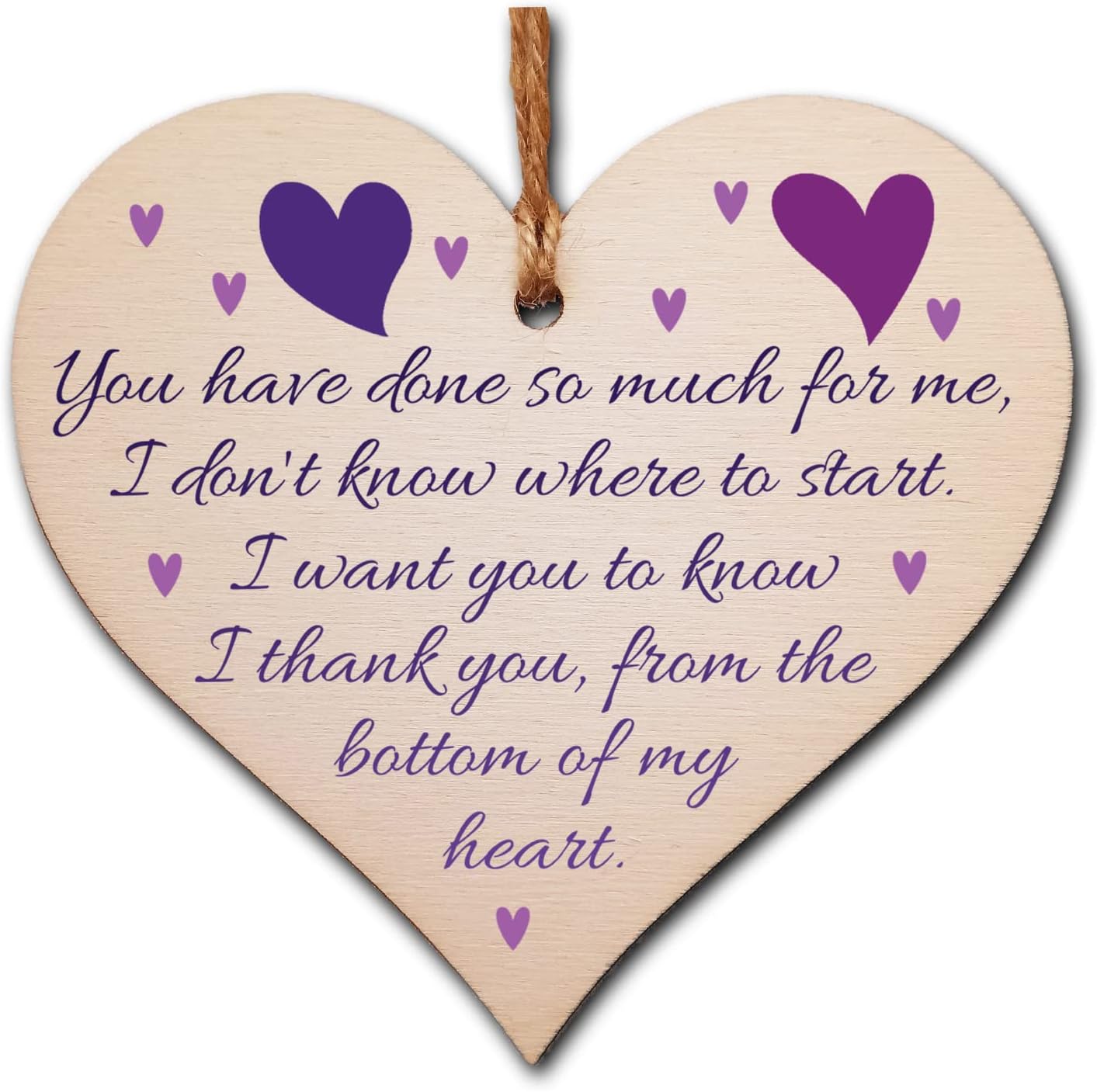 – Handmade Wooden Hanging Heart Plaque Gift for Someone Special Thank you Keepsake