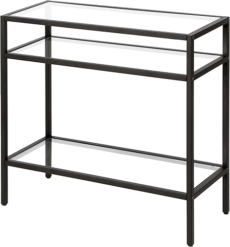 Miniatura 5 de Henn&Hart Mesa auxiliar rectangular de 24 pulgadas de ancho en bronce ennegrecido, mesa para sala de estar, dormitorio